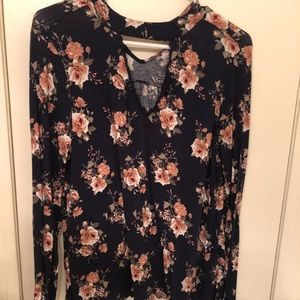 High neck floral long sleeve